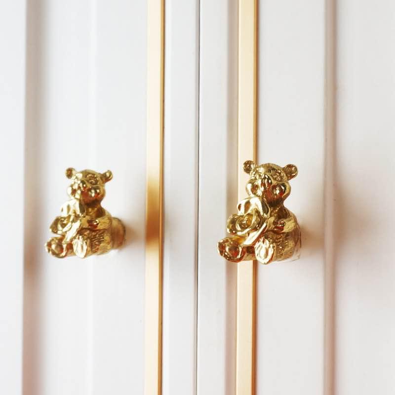 Deluxe Bear Solid Brass Cabinet Pulls