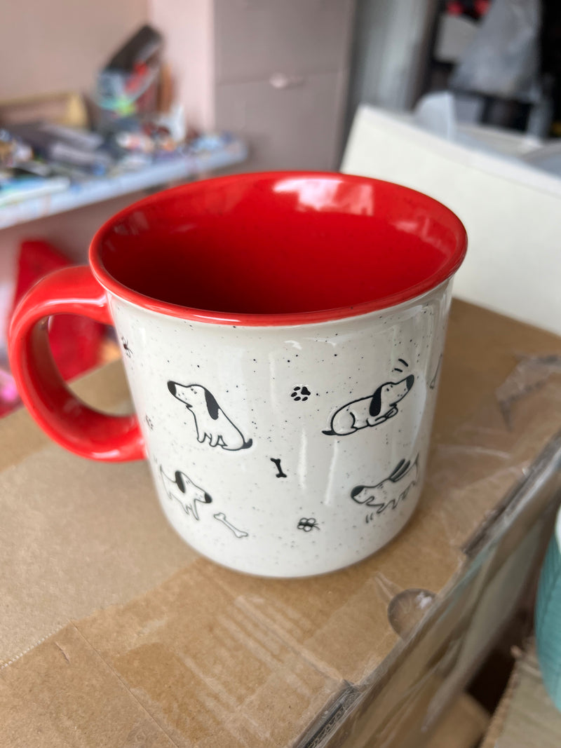 Dog and cat Red and white coffee mug