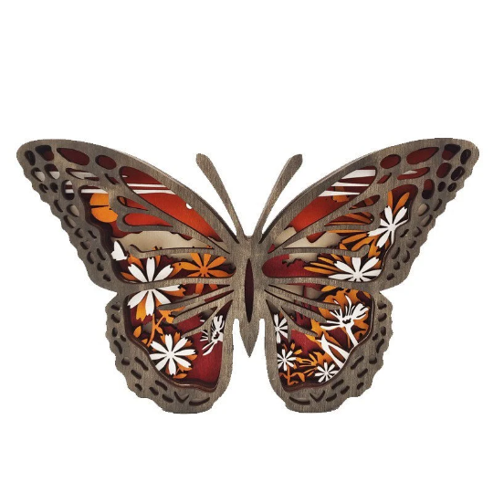 Illuminated Wood Butterfly Decoration