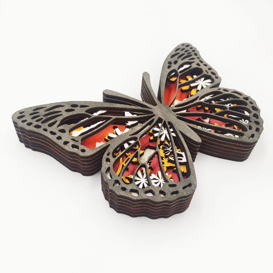 Illuminated Wood Butterfly Decoration