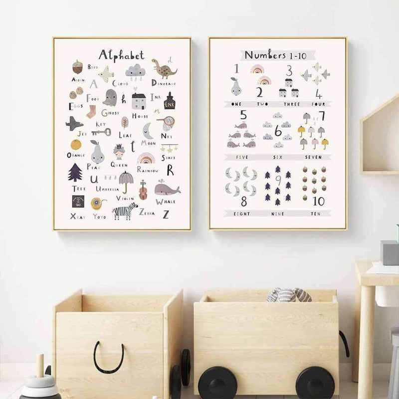 Canvas Art Alphabet & Numbers Posters for Kids Room