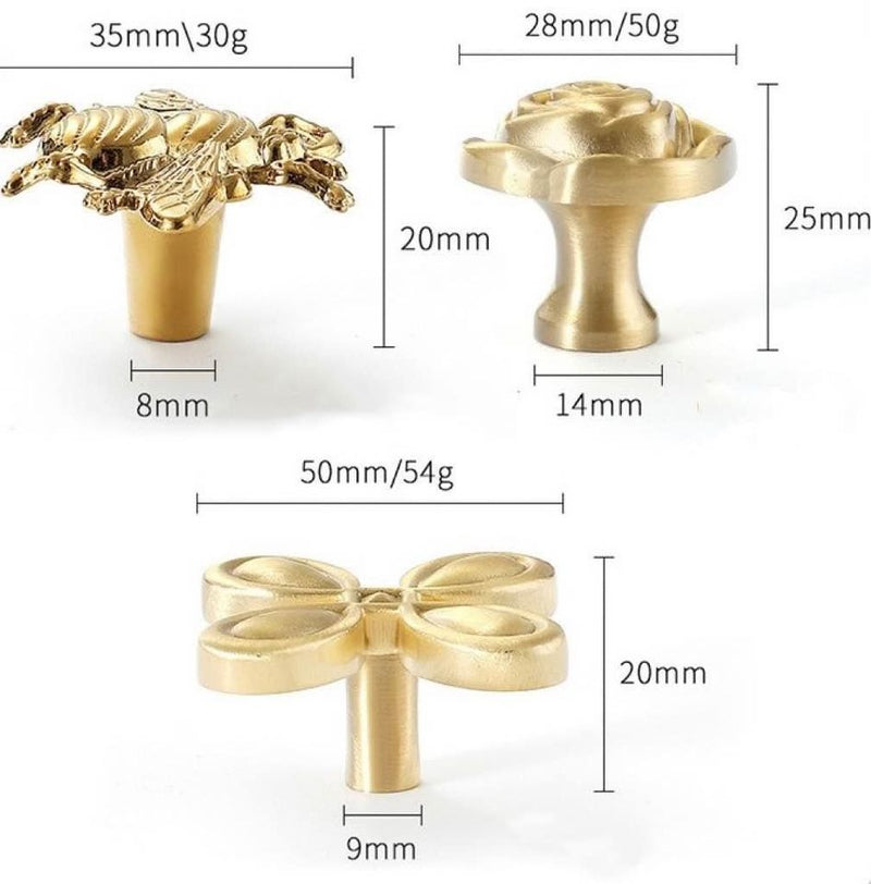 Cloverleaf Solid Brass Cabinet Knobs