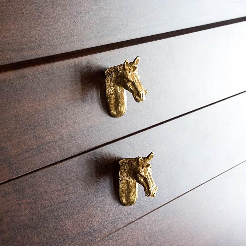 Deluxe Horse Solid Brass Cabinet Pulls -a Pair