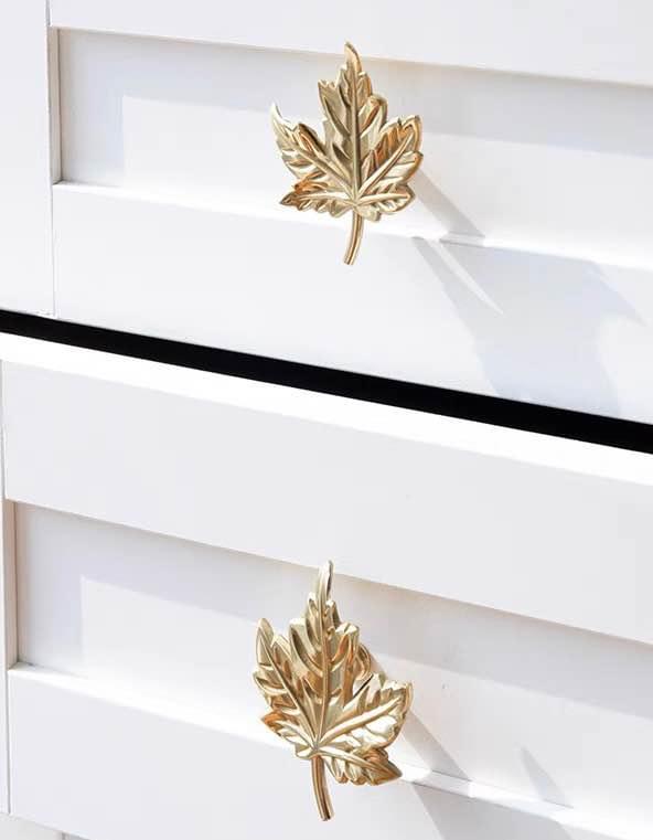 Deluxe Solid Brass Maple Leaf Cabinet Pulls Door Knobs