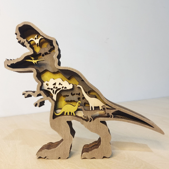 T-Rex Dinosaur Wooden Carved Decoration