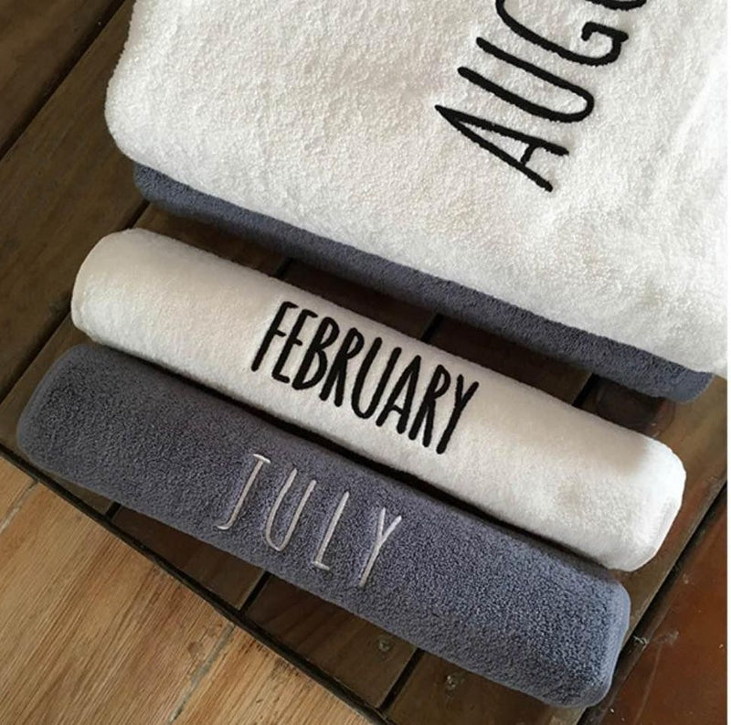 Embroidered Monthly Bath Towel and Hand Towel Set