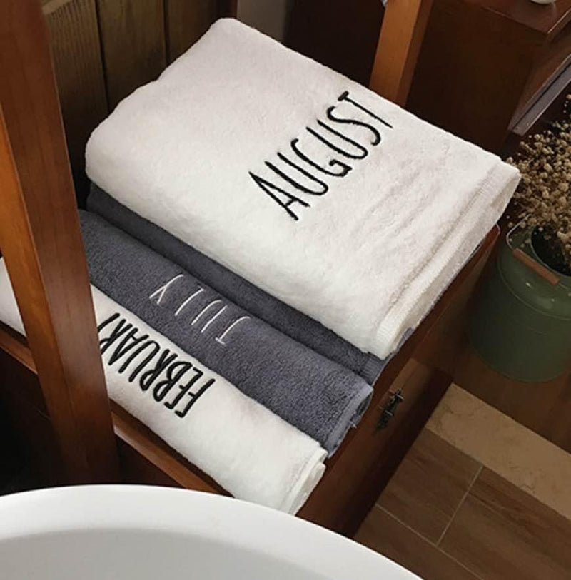 Embroidered Monthly Bath Towel and Hand Towel Set