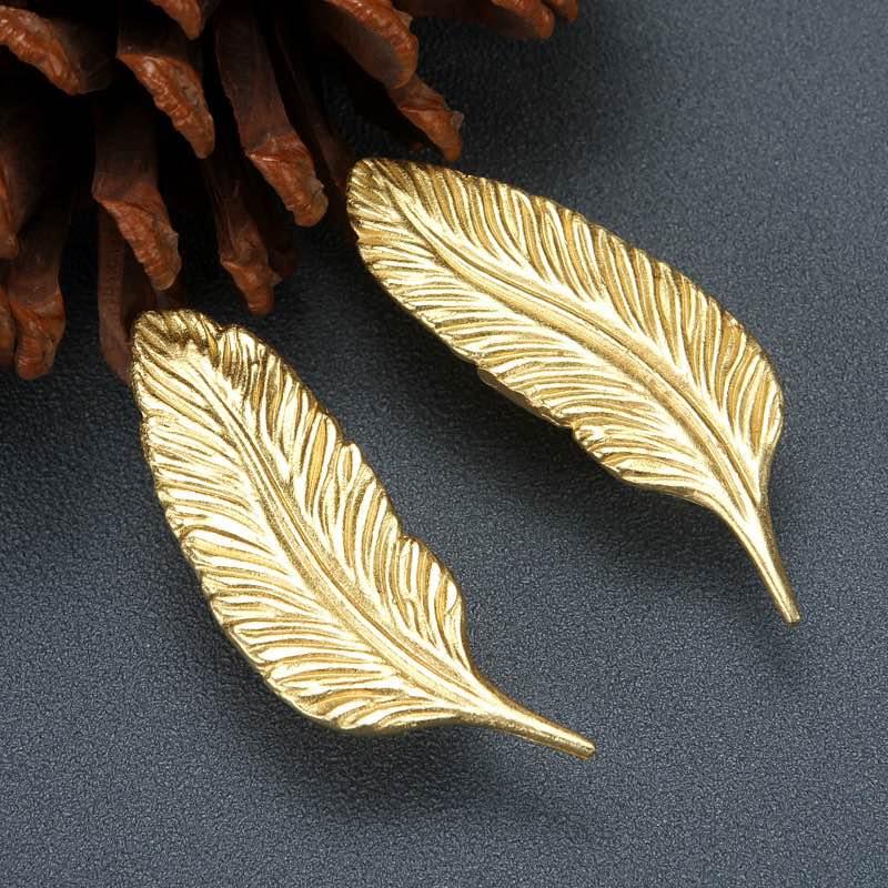 A Pair of Feathers Solid Brass Cabinet Pulls