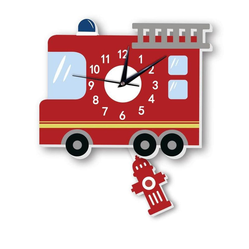 Fire Truck Kids Clock with Moving Pendulum