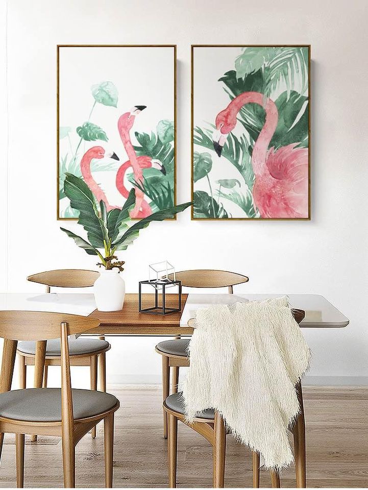 Flamingos Framed Canvas Art Home Decoration