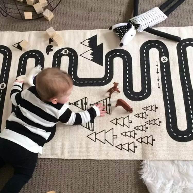 Forrest Car Track Play Mat Area Rug | Educational and Fun Play Mat for Children