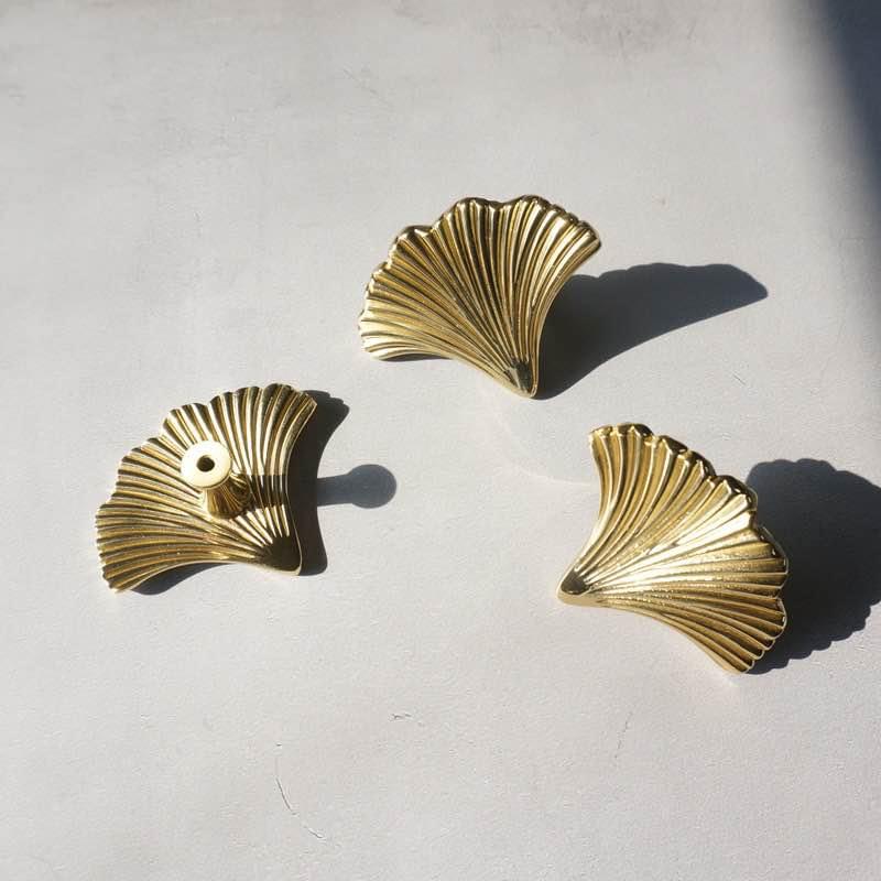 Ginkgo Leaf Solid Brass Cabinet Pulls- Single or A Pair