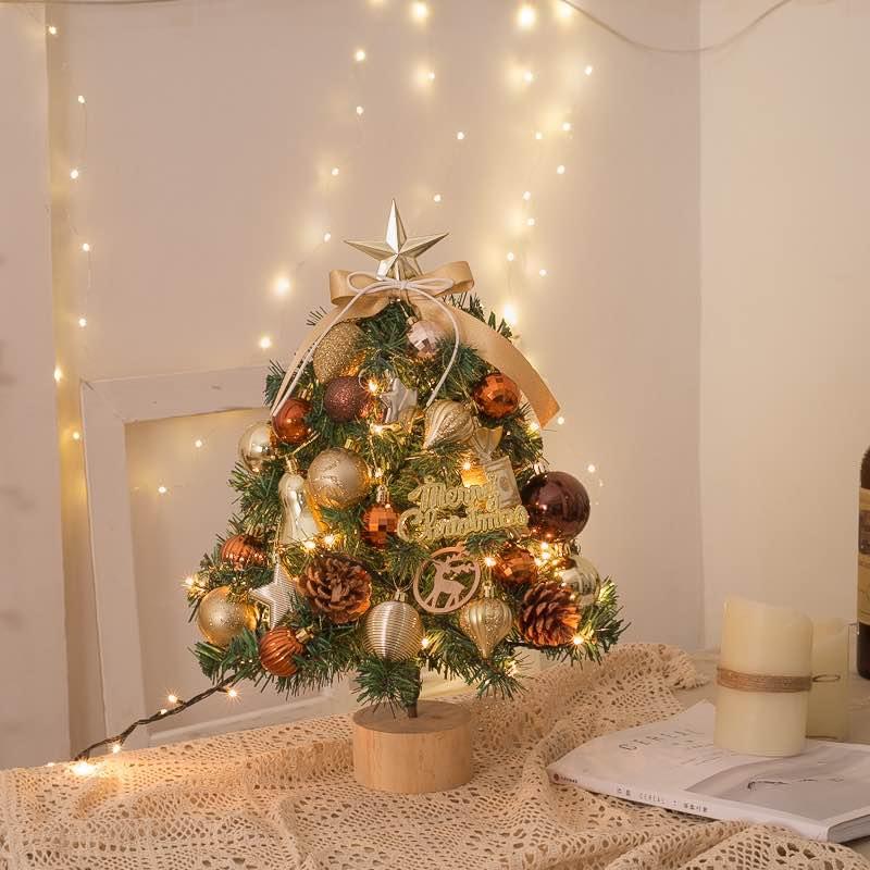 Gold & Brown Tone 18” Christmas Tree With Lights