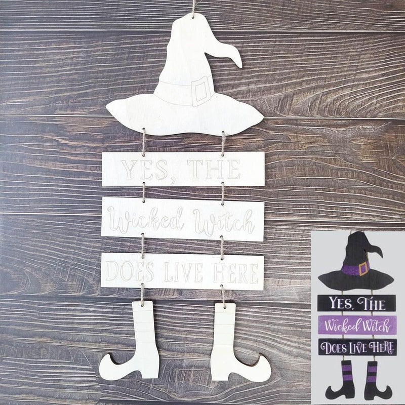Halloween Wooden Witch Decoration Sign