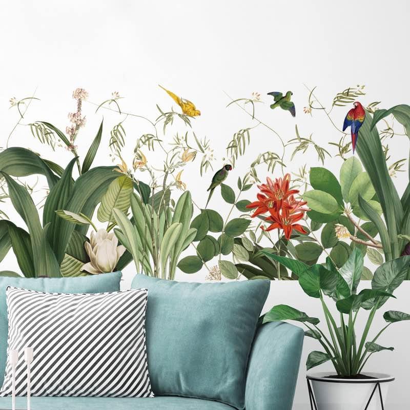 Large Tropical Flowers and Birds Wall Mural