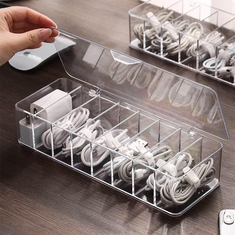Minimalist Clear Cable Organizer Box with 10 Wire Ties