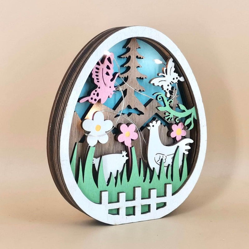 Carved Wooden Easter Illuminated Decor