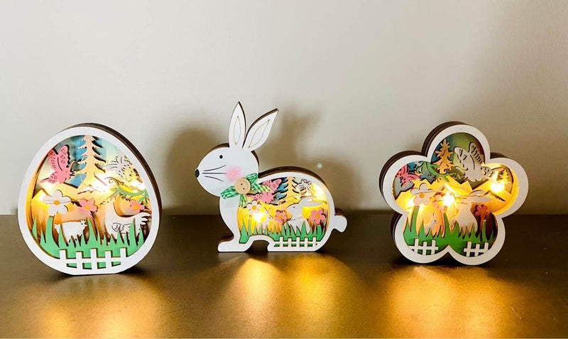 Carved Wooden Easter Illuminated Decor