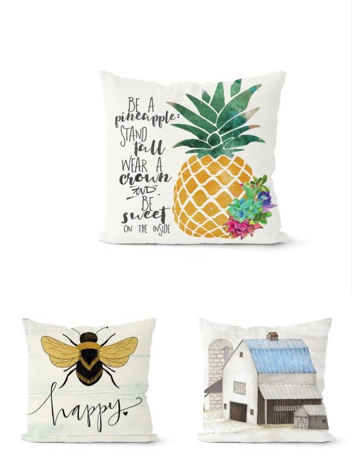 Set of 3 Farm Themed Decorative Cushion Covers
