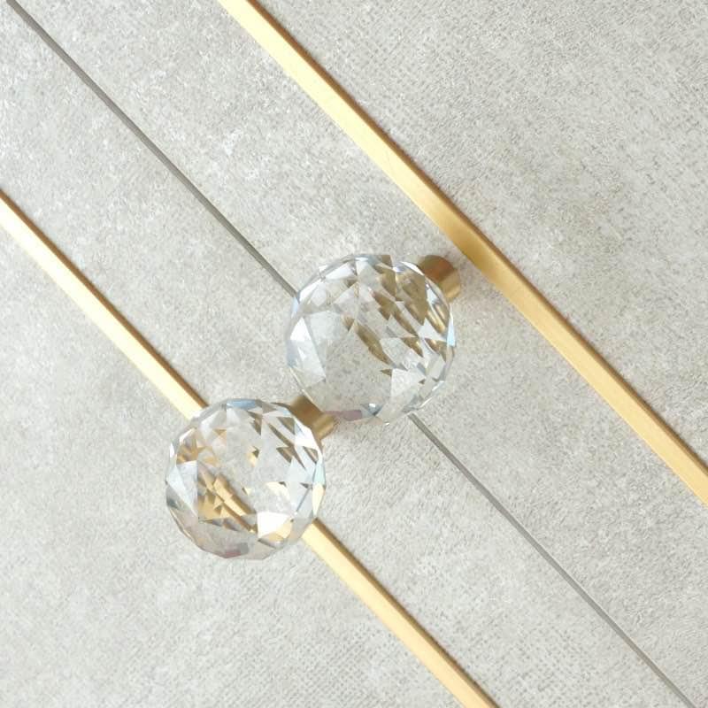 Solid Brass Cabinet Pulls with Crystal Balls ( A Pair)