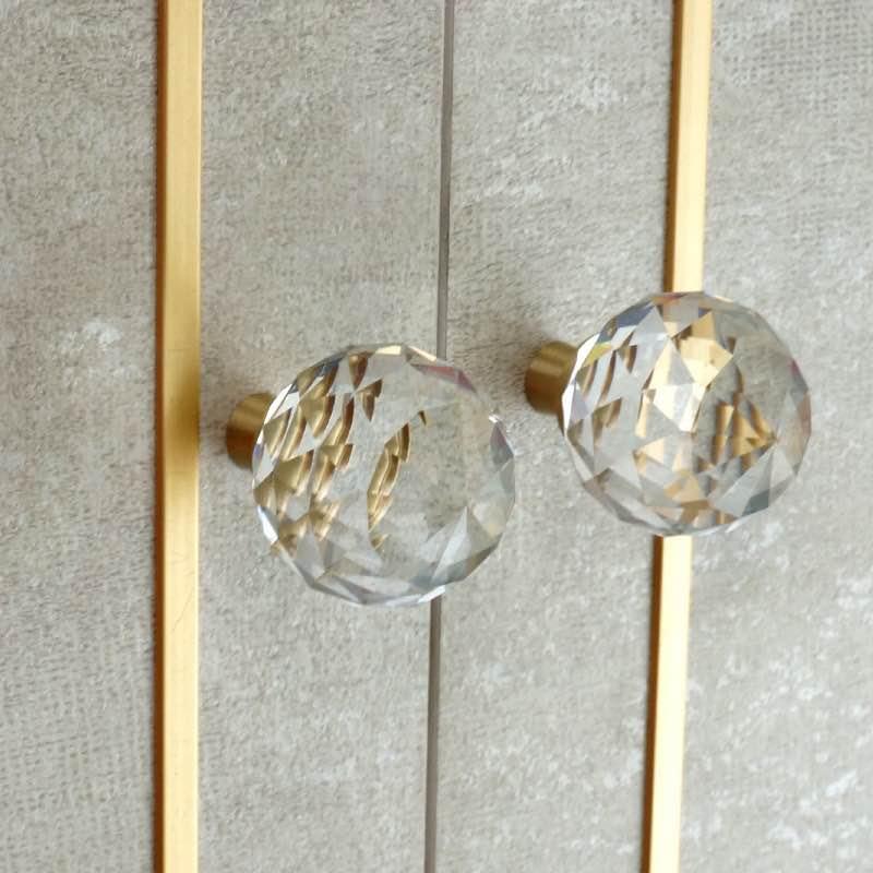 Solid Brass Cabinet Pulls with Crystal Balls ( A Pair)