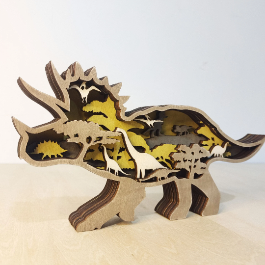Triceratops Wooden Carved Decoration
