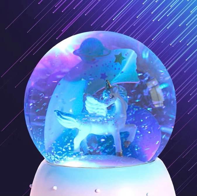 Unicorn Snow Globe Music Box with Night Light