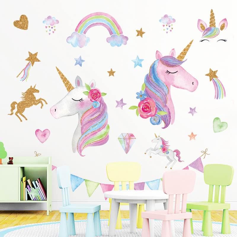 Unicorns and Rainbow Large Wall Decals