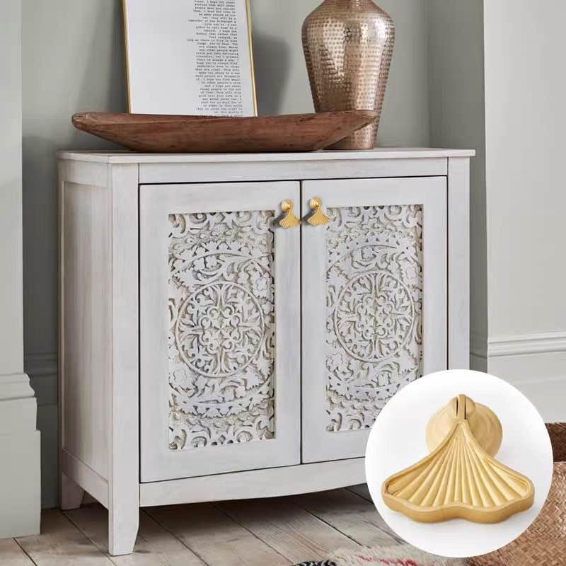 Unique Ginkgo Leaf Solid Brass Cabinet or Dresser Pulls
