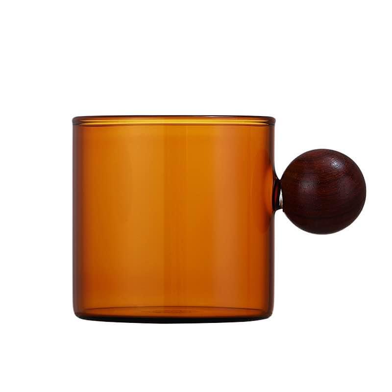 Unique Style Glass Tumbler With Wooden Ball Handle
