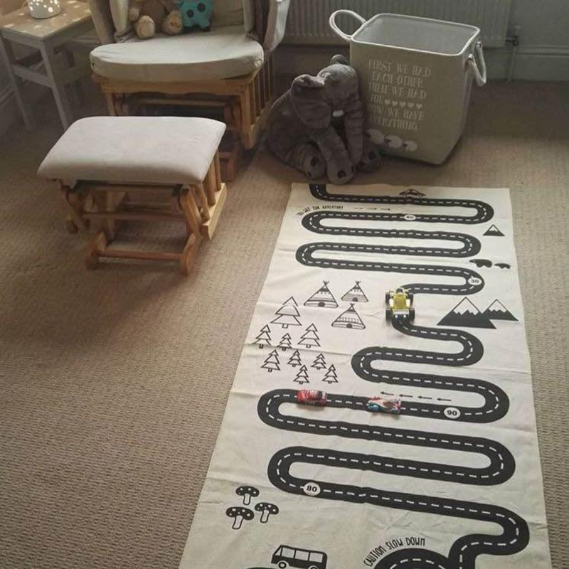 Forrest Car Track Play Mat Area Rug | Educational and Fun Play Mat for Children