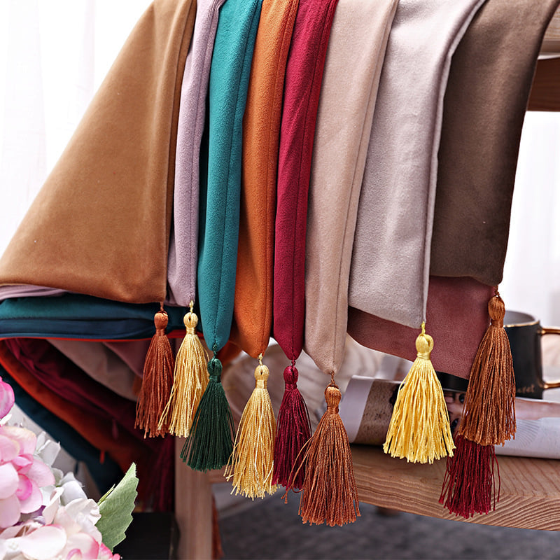 Velvet Cushion Covers with Tassels in a Variety of Colors