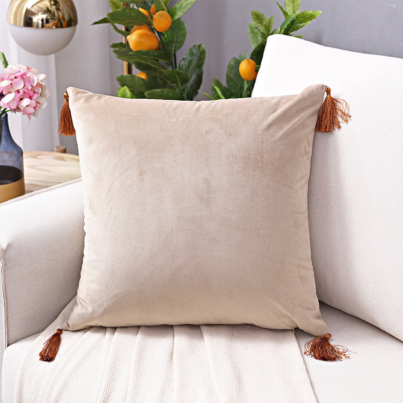 Velvet Cushion Covers with Tassels Various Colors