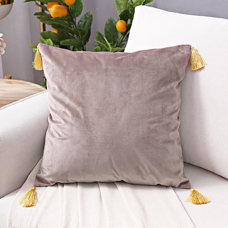 Velvet Cushion Covers with Tassels in a Variety of Colors